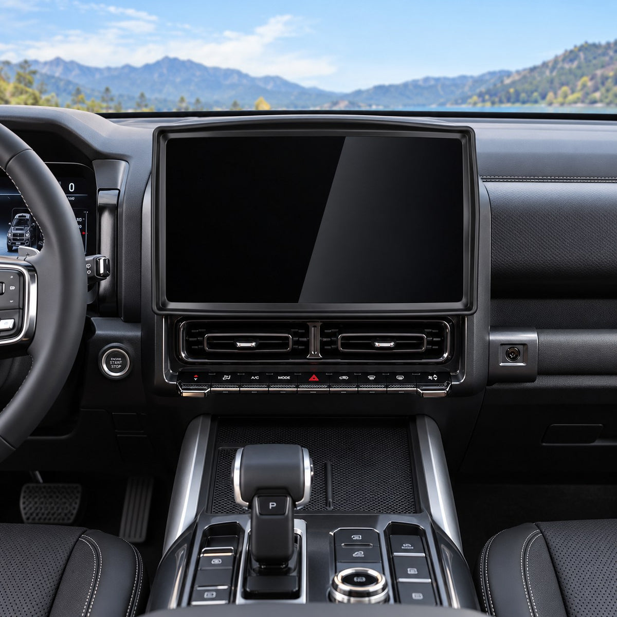 Haval H9 2024-2025 black central control screen protector installed on interior display