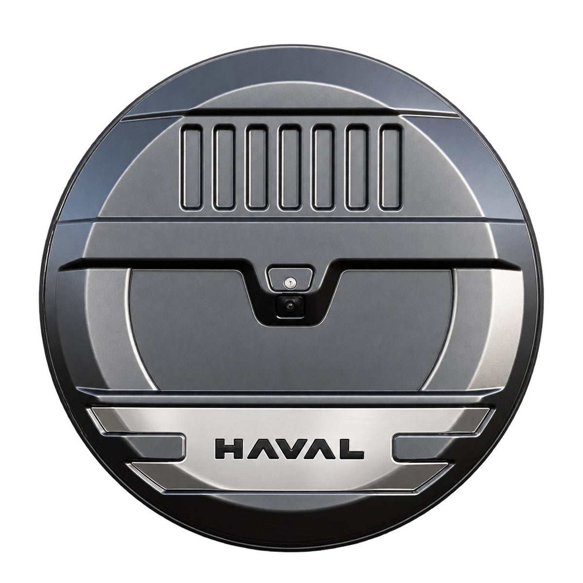 Haval H9 grey rear spare tyre cover isolated on transparent background