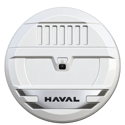 Haval H9 white rear spare tyre cover isolated on transparent background