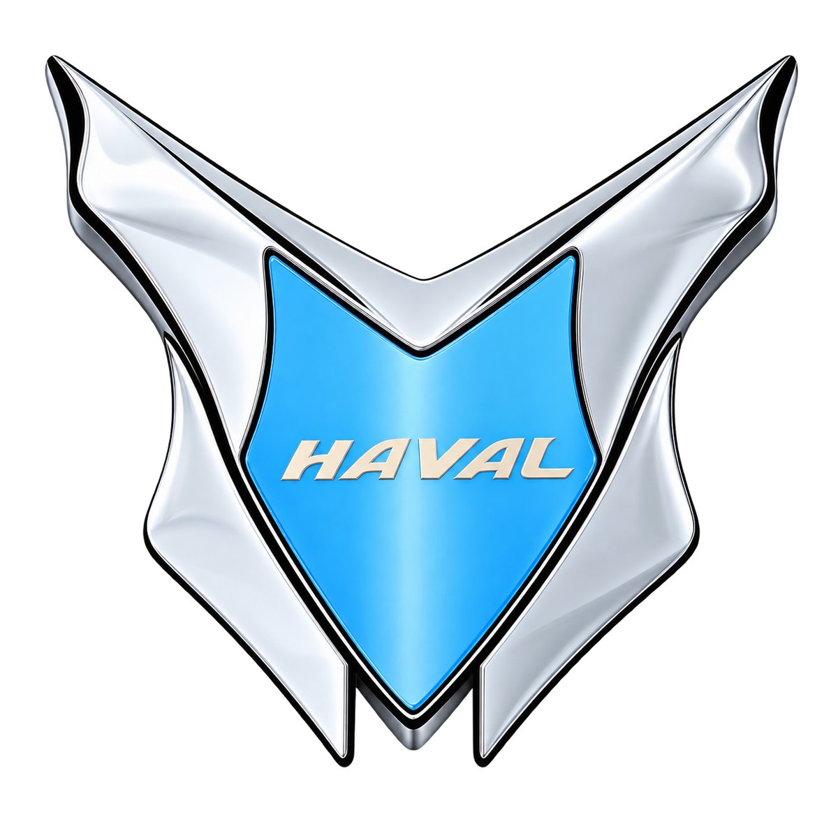 Haval silver blue 3D metal emblem sticker with blue shield centre
