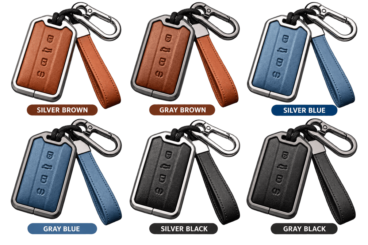 GWM TANK 300 400 500 700 key fob case cover collection in Silver Brown, Grey Brown, Silver Blue, Grey Blue, Silver Black and Grey Black