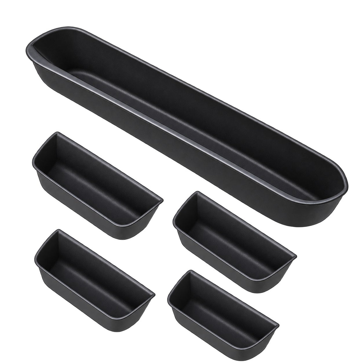 Five-piece Great Wall Tank 300 door handle storage box set with one long tray and four smaller organizers, isolated on transparent background.