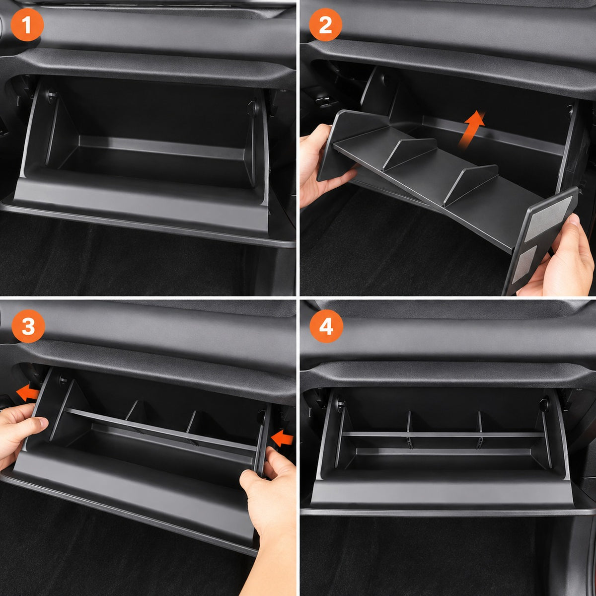 Great Wall TANK 300 glove box storage partition installation process showing proper fitting inside the glove box