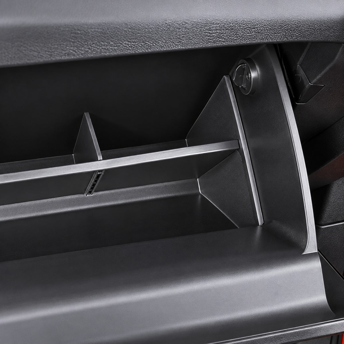Close-up of Great Wall TANK 300 glove box storage partition joint and fitted support detail