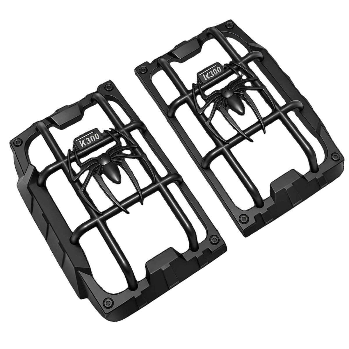 TANK 300 black ABS headlight protection cover 2-piece set with rugged protective bars and K300 spider design