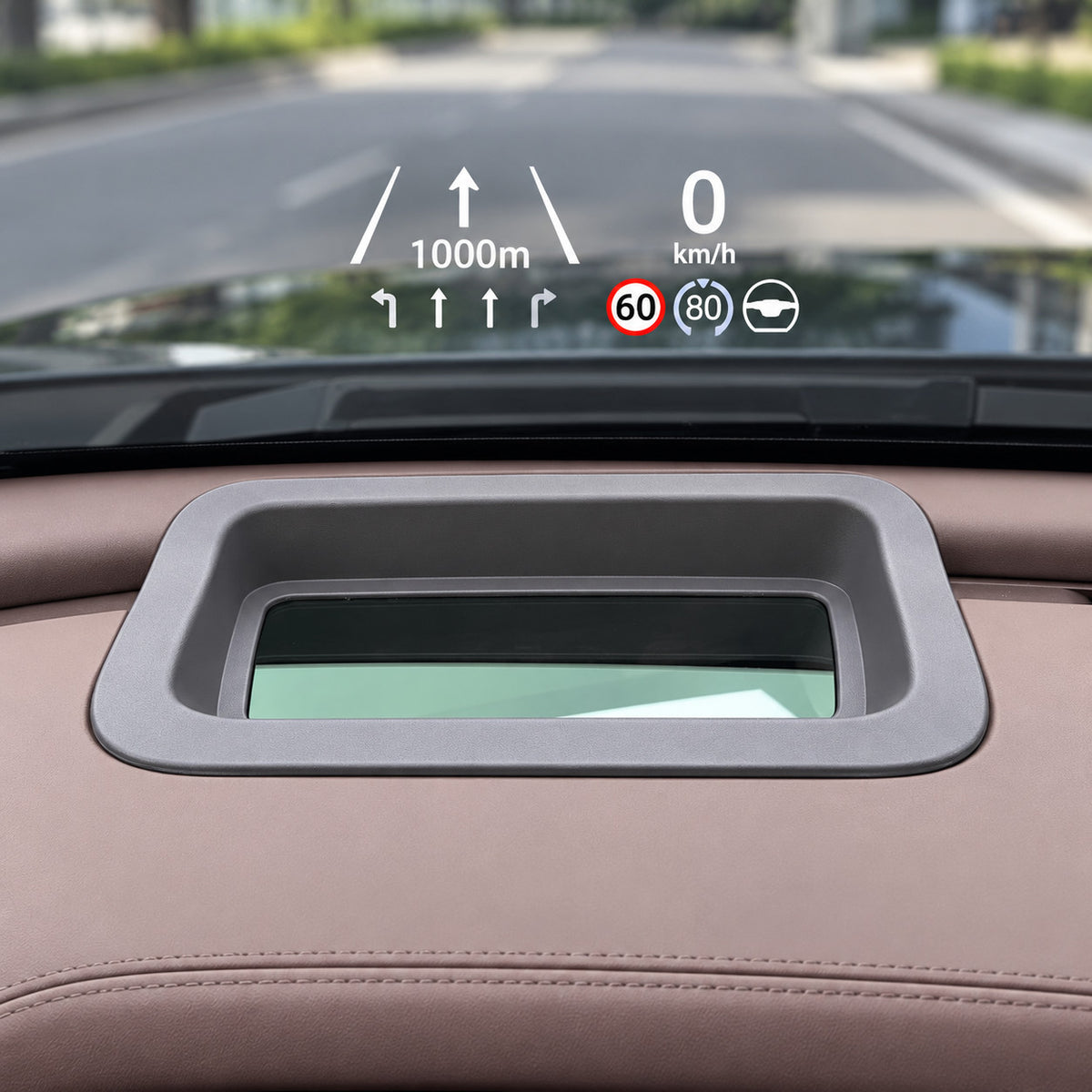 Tank 700 Hi4-T gray HUD protective cover installed on the vehicle dashboard with Head Up Display visible