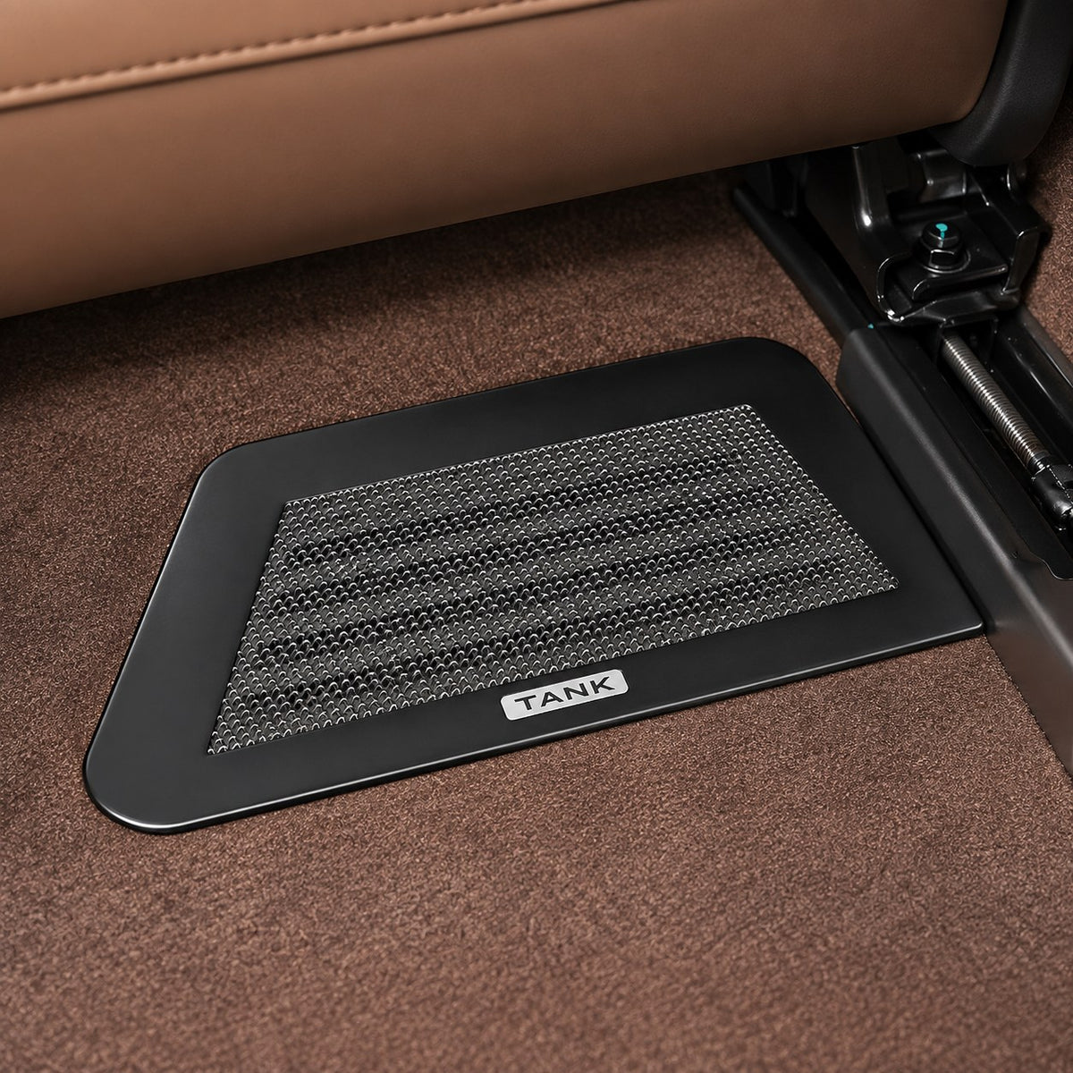 Black TANK 700 Hi4-T seat air outlet protective cover installed beneath the car seat
